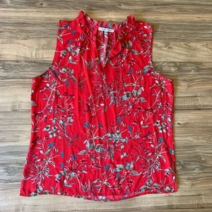 Rose + Olive Red Floral Sleeveless Top